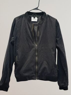 TOPMAN BLACK JACKET Minimalist Streetwear Lightweight Bomber Coat Large